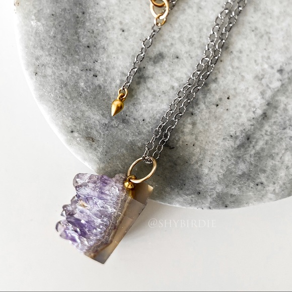 NEW Artisan Amethyst Semiprecious Gemstone Slice Pendant - Picture 7 of 14